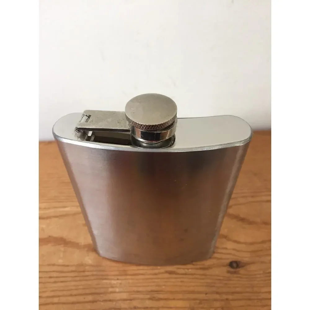 Vintage Brushed Stainless Steel Metal 8oz Hip Screw Top Liquor Alcohol Flask